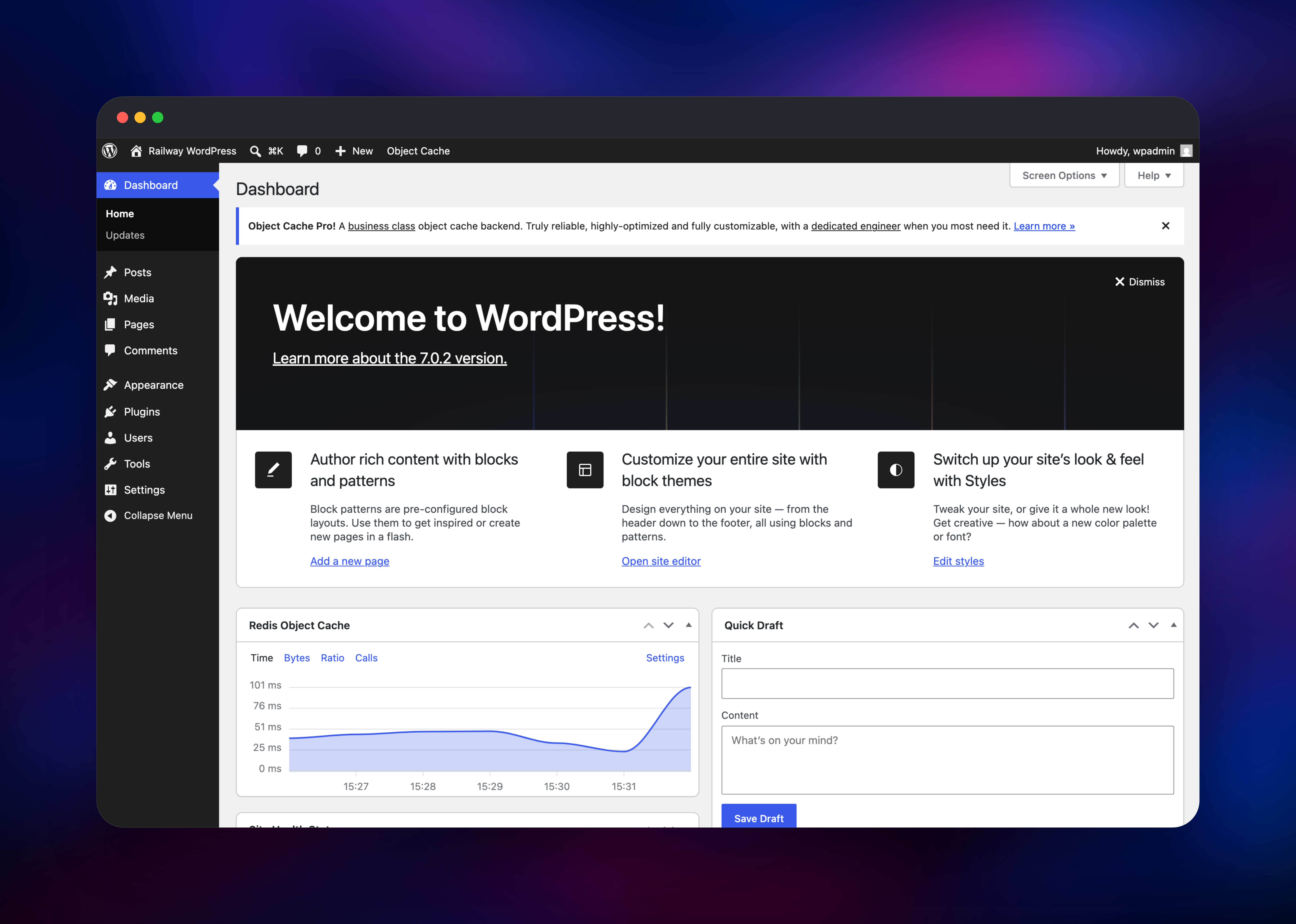 WordPress dashboard screenshot 1