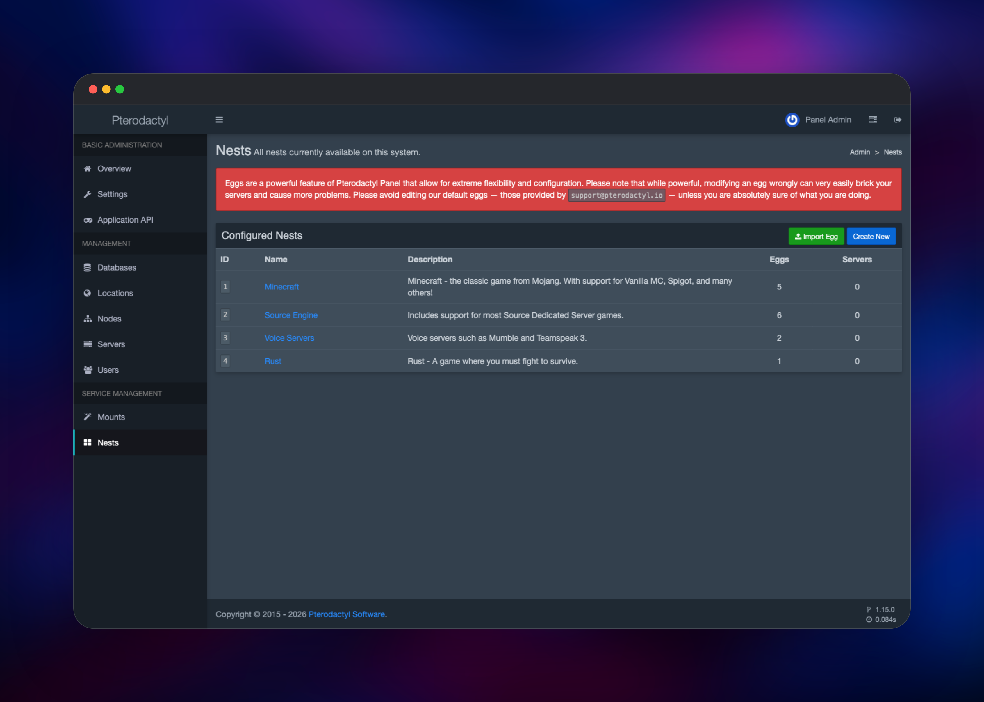 Pterodactyl Panel dashboard screenshot 3