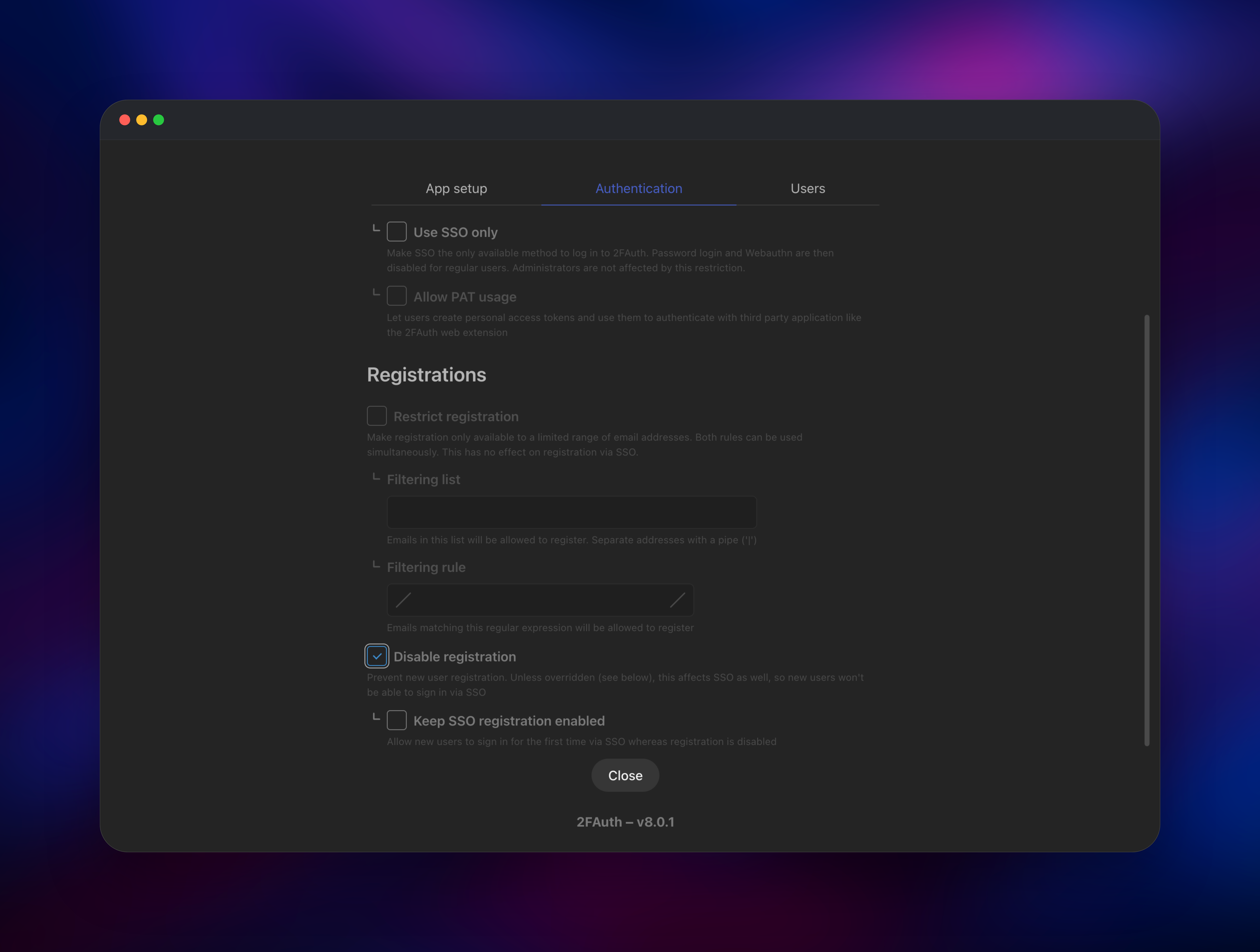 2FAuth dashboard screenshot 2