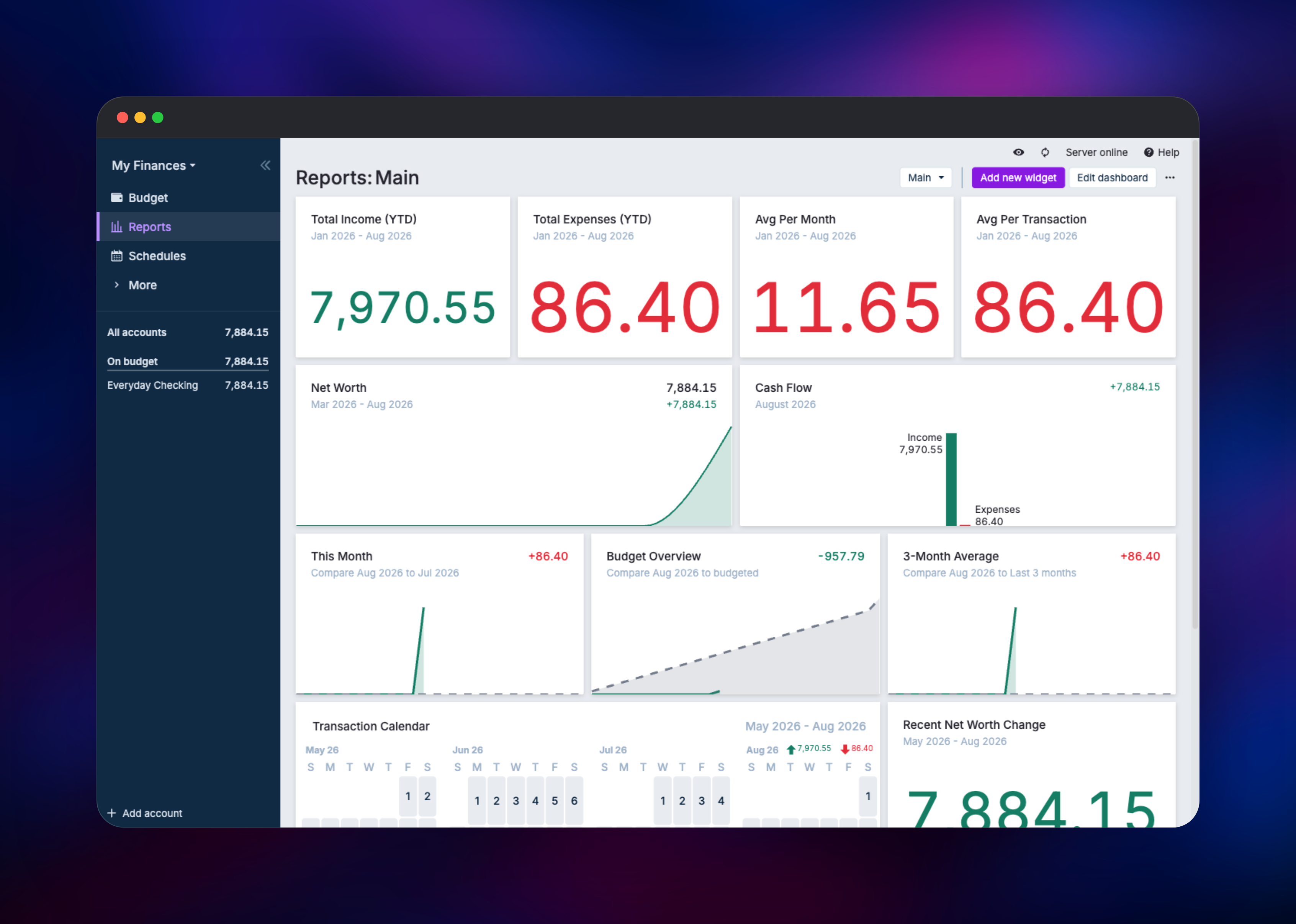Actual Budget dashboard screenshot 2