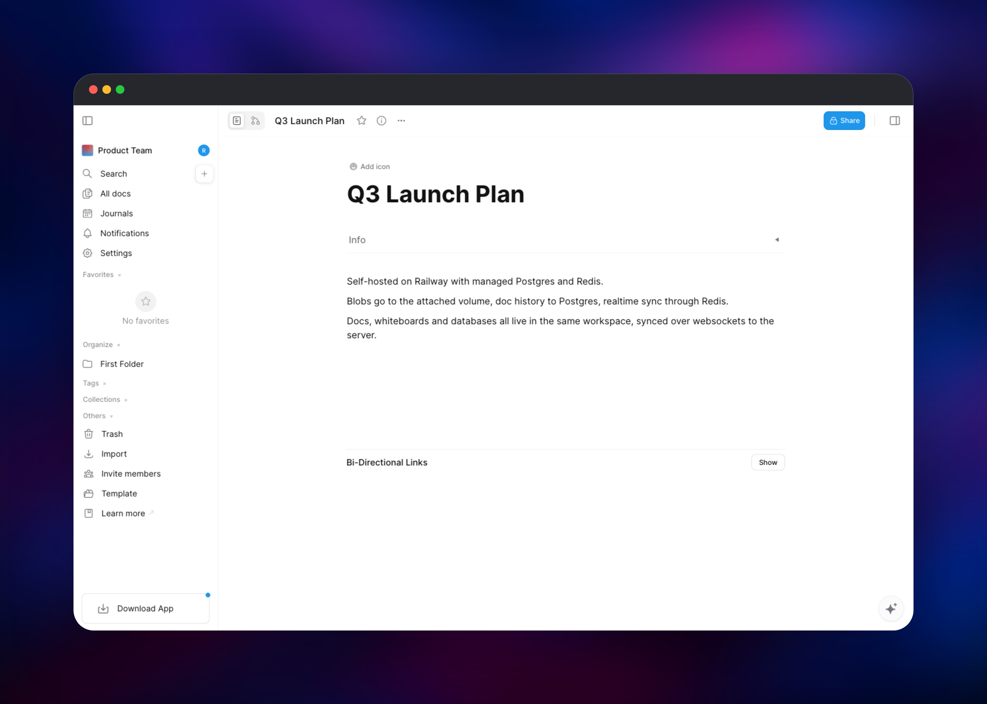 AFFiNE dashboard screenshot 1