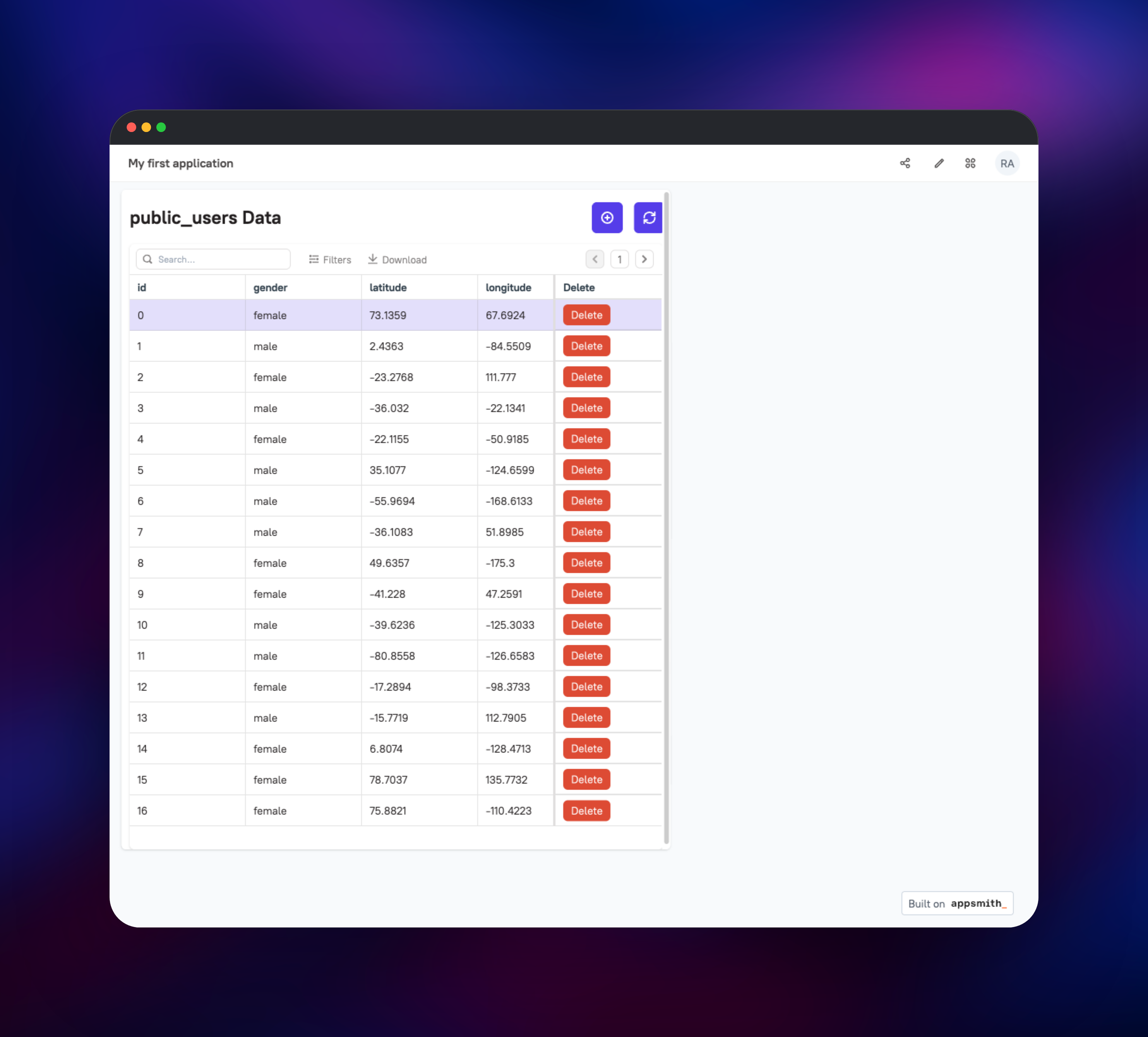 Appsmith dashboard screenshot 2