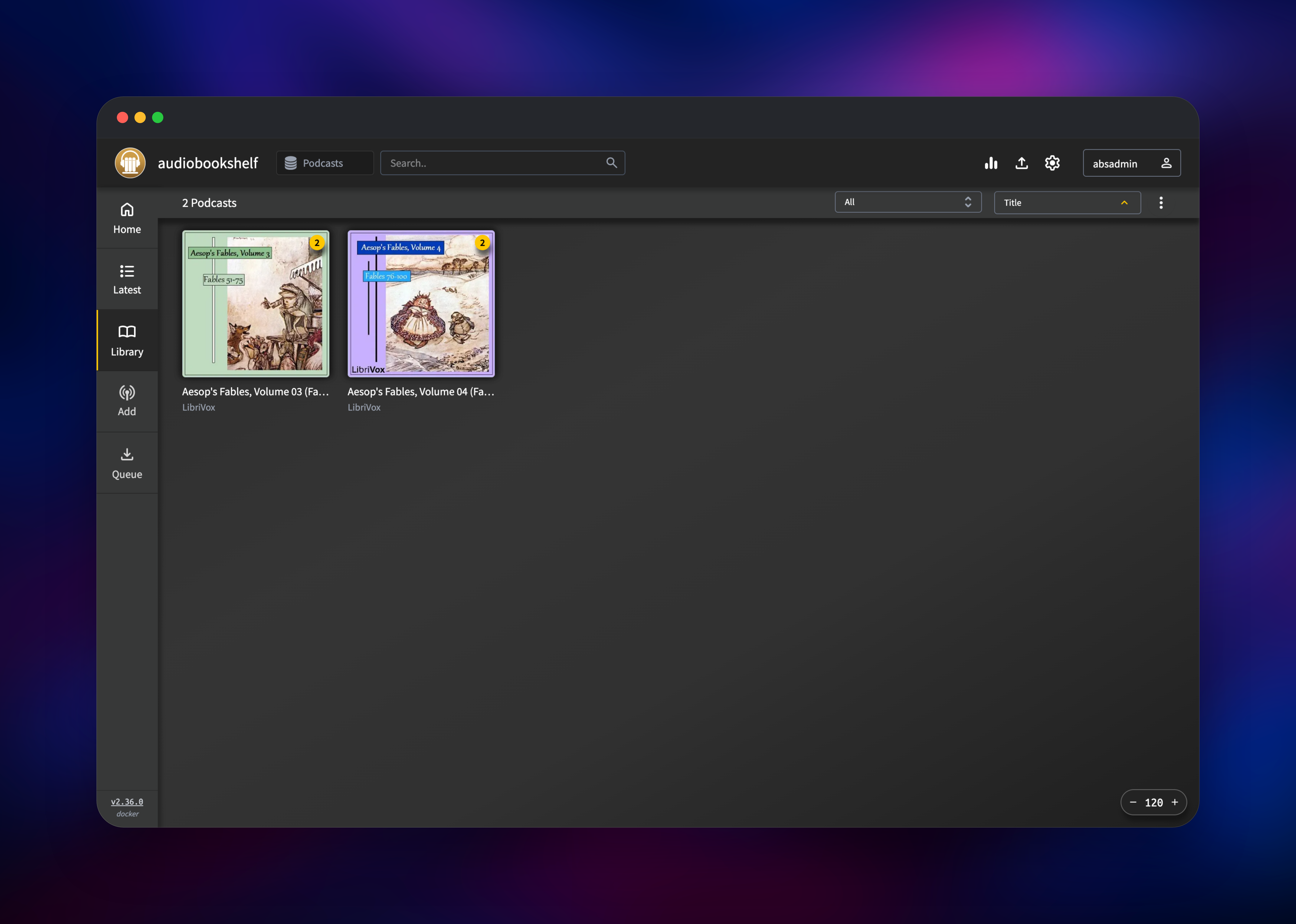 Audiobookshelf dashboard screenshot 2