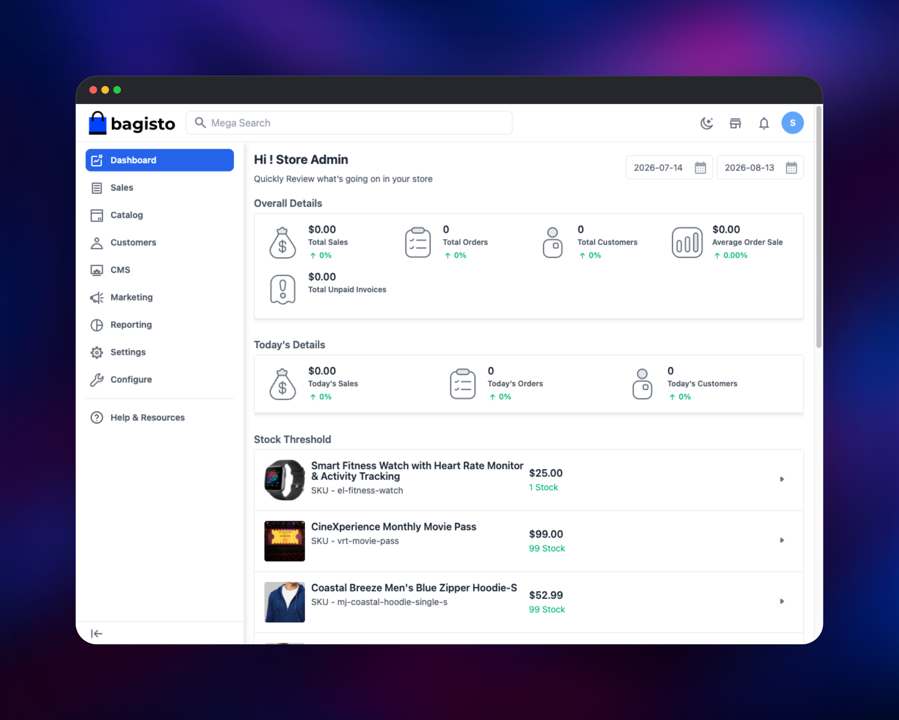 Bagisto admin dashboard screenshot 2