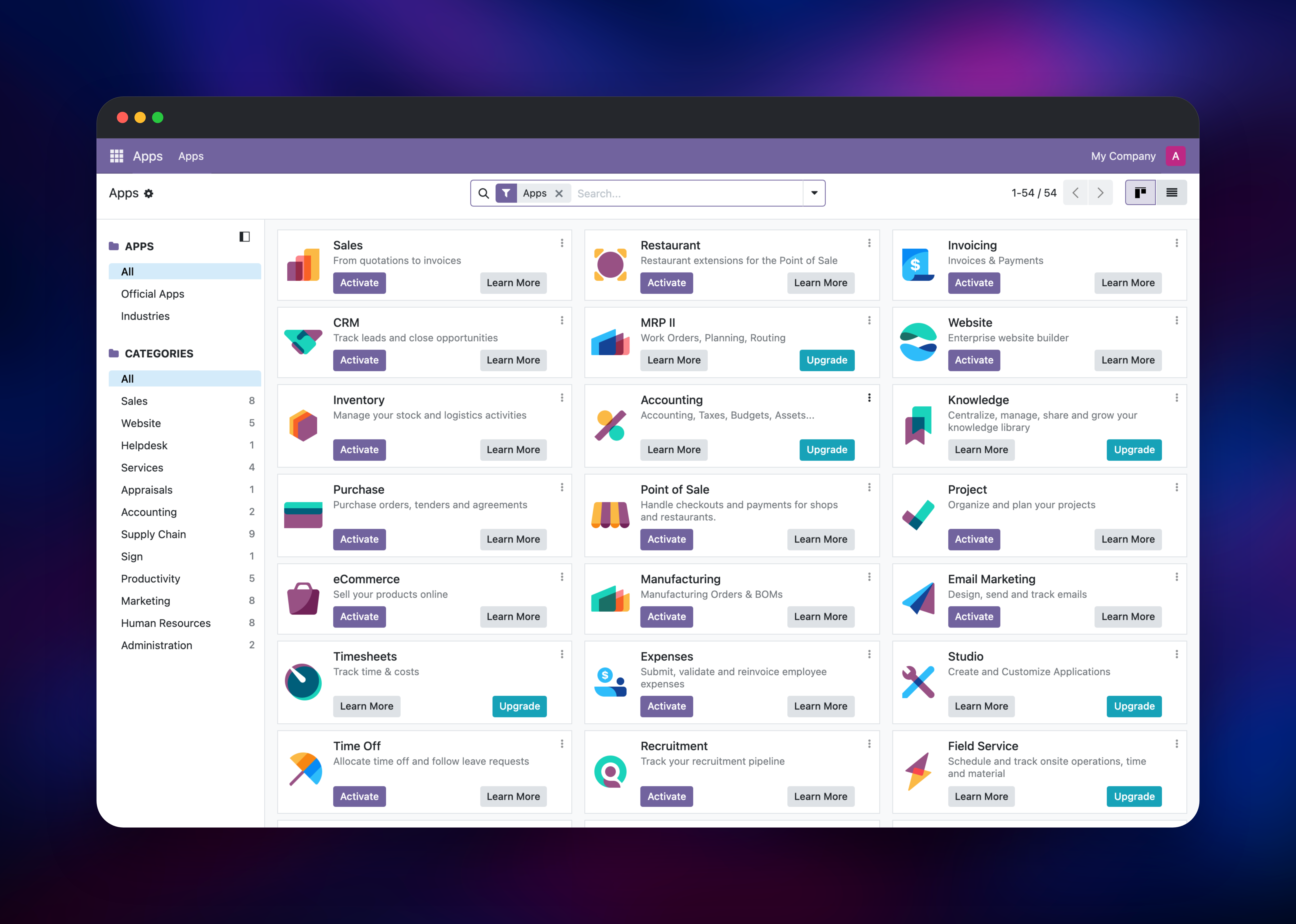 Odoo dashboard screenshot 3
