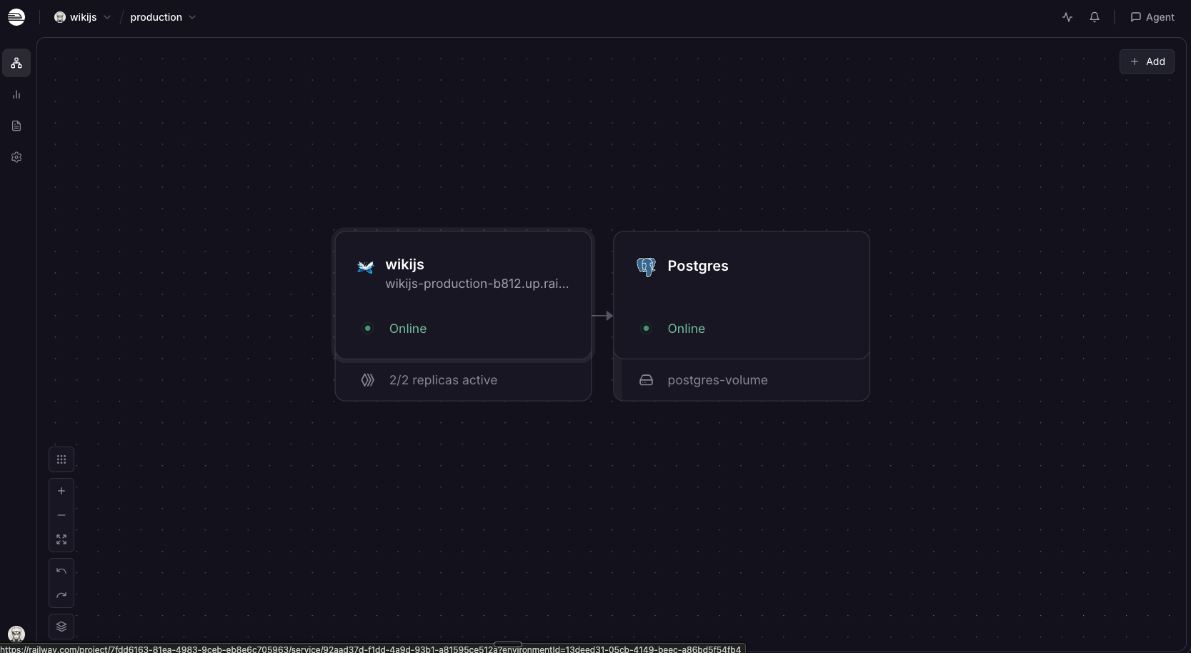 Wiki.js Railway architecture