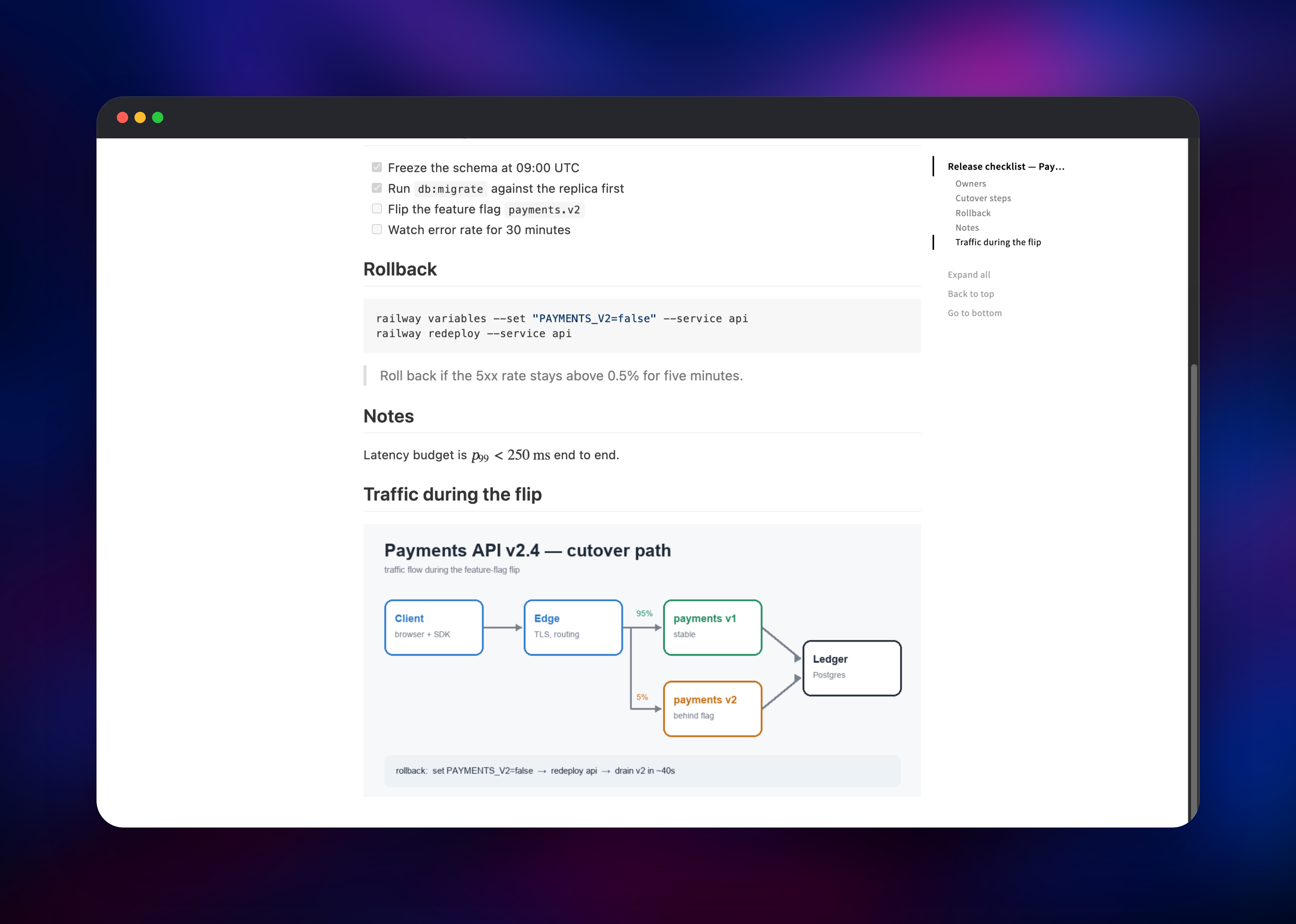 Published HedgeDoc note showing an uploaded architecture diagram