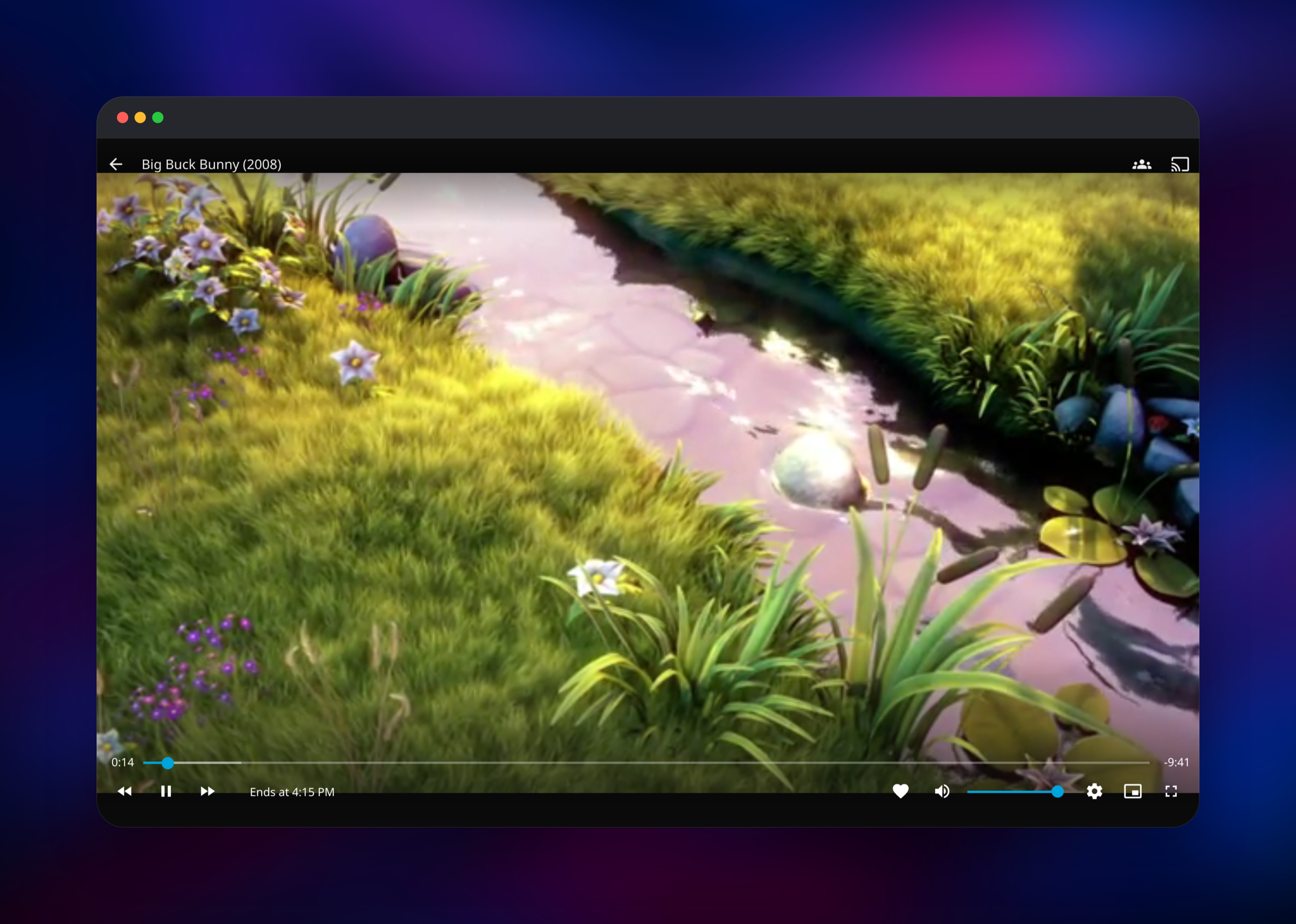 Jellyfin web player streaming a film with playback controls