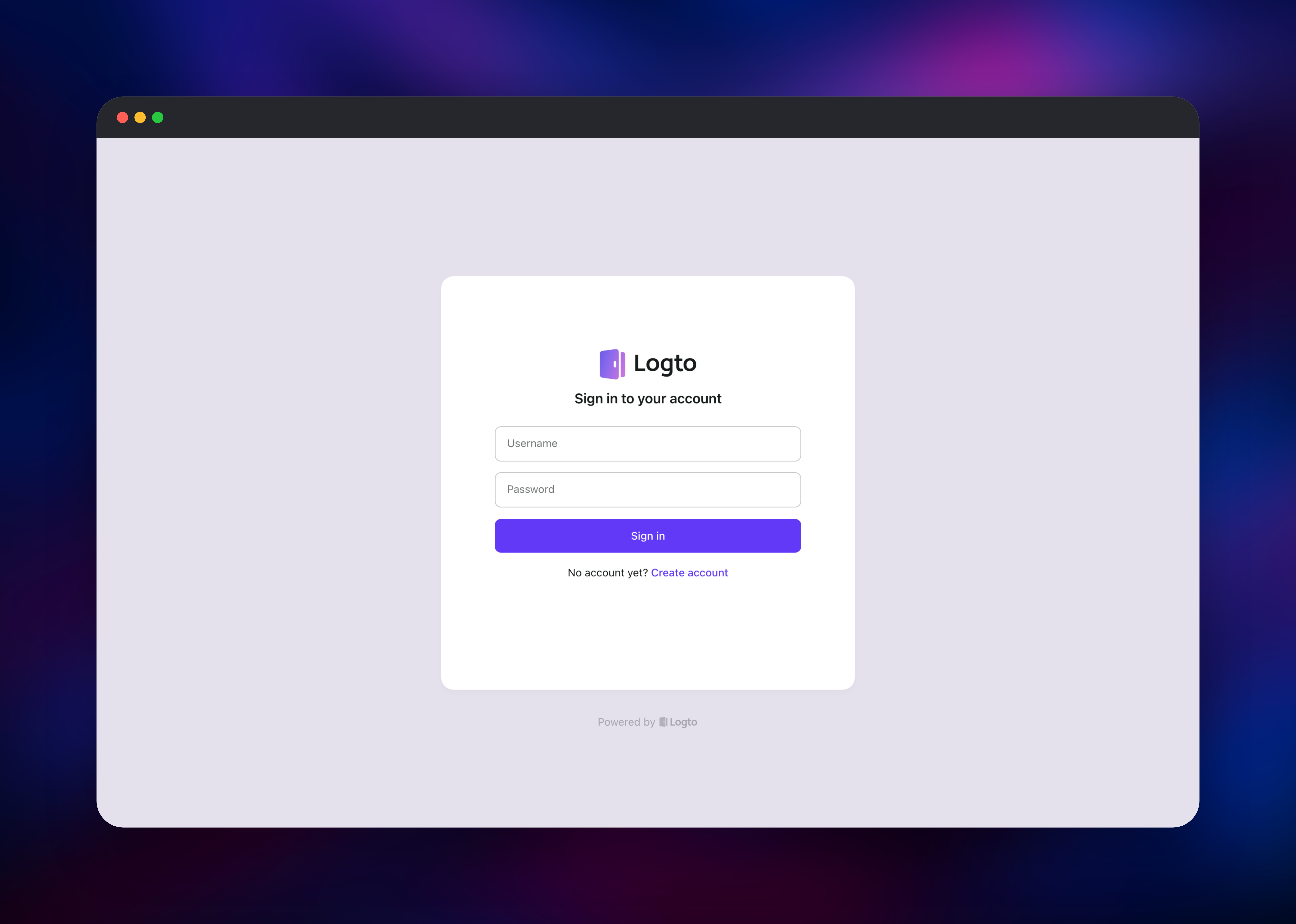 Logto hosted sign-in page served on the public auth endpoint
