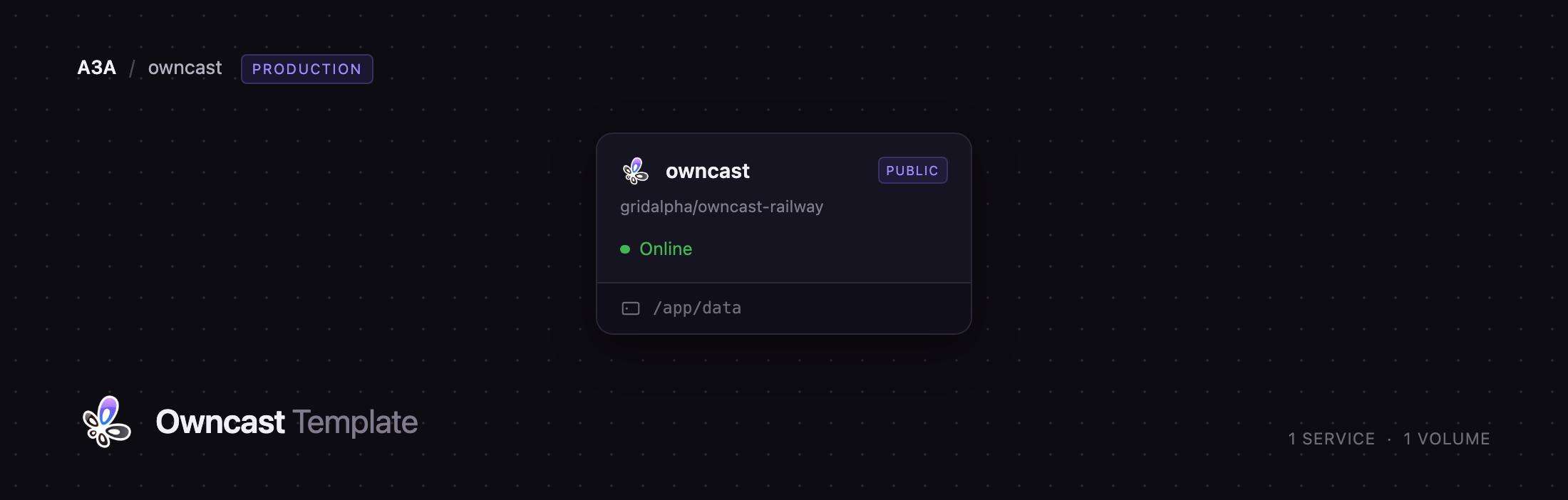 Owncast service and its volume on Railway