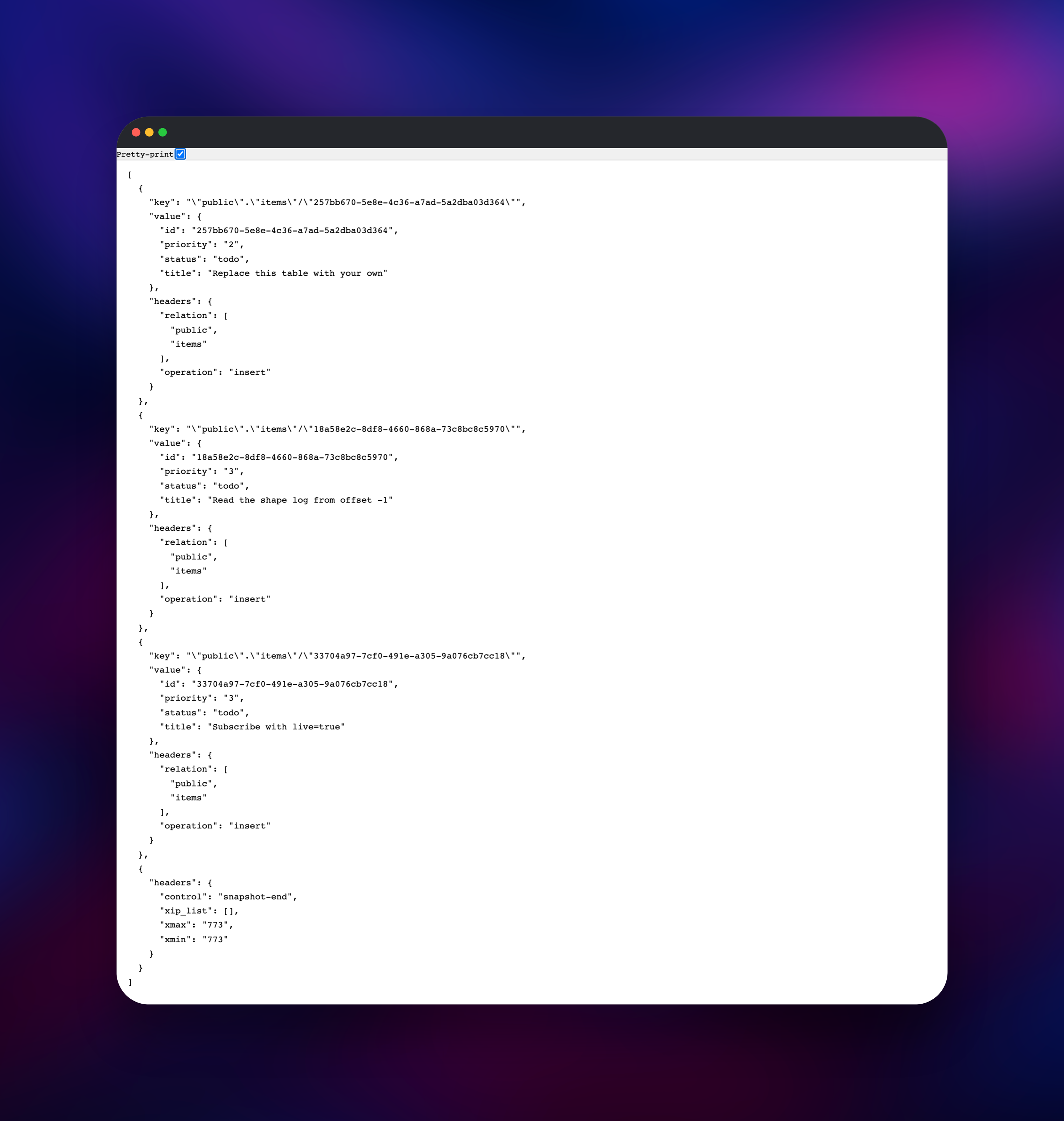 Shape filtered to unfinished items with three selected columns