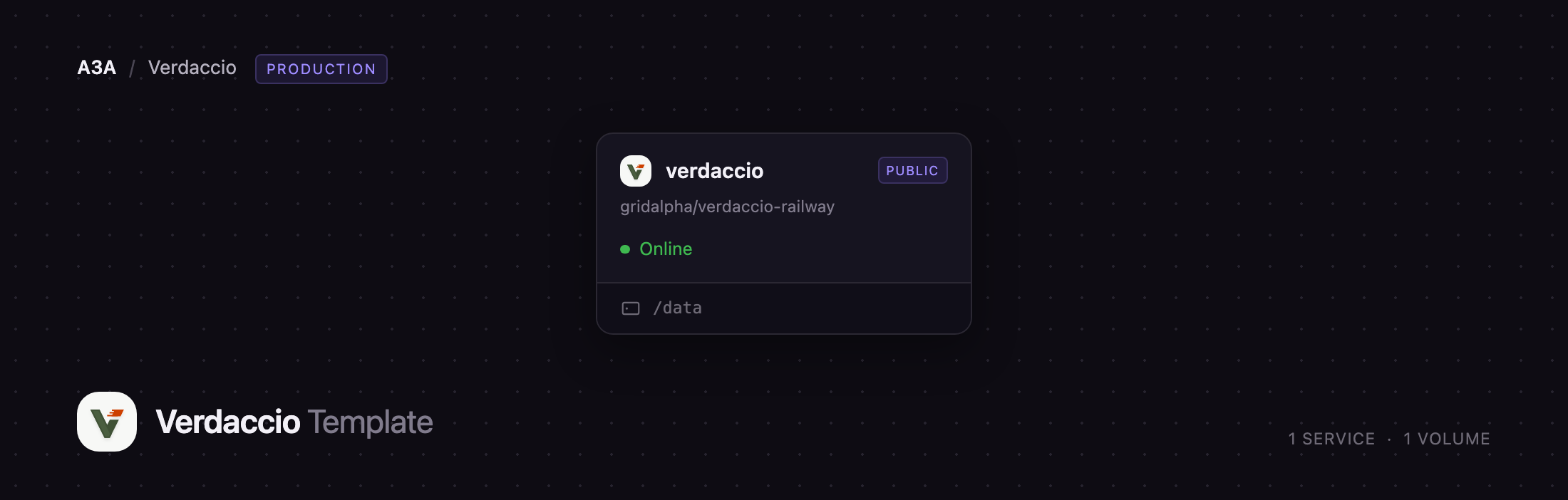 Diagram of the single Verdaccio registry service on Railway