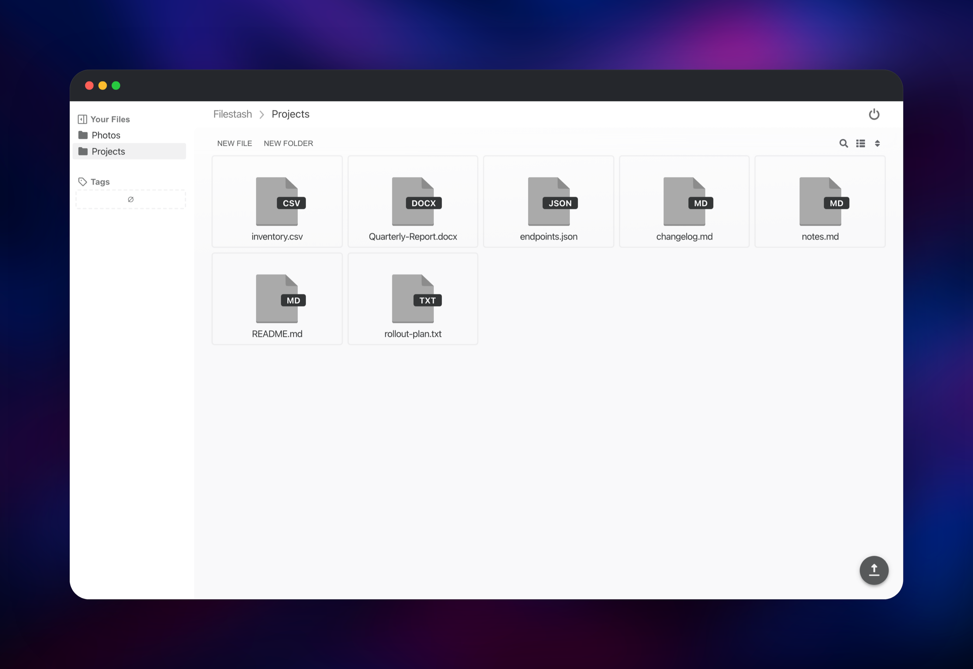 Filestash listing project files stored on a Railway volume