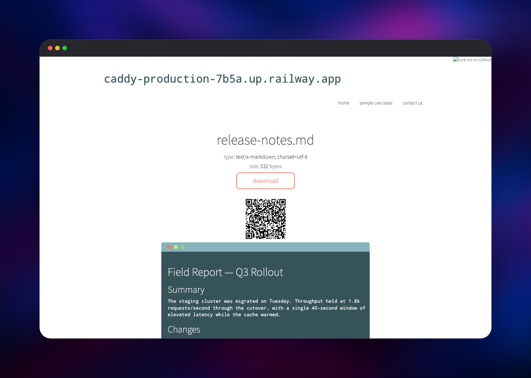 Shared markdown release notes rendered on the download page