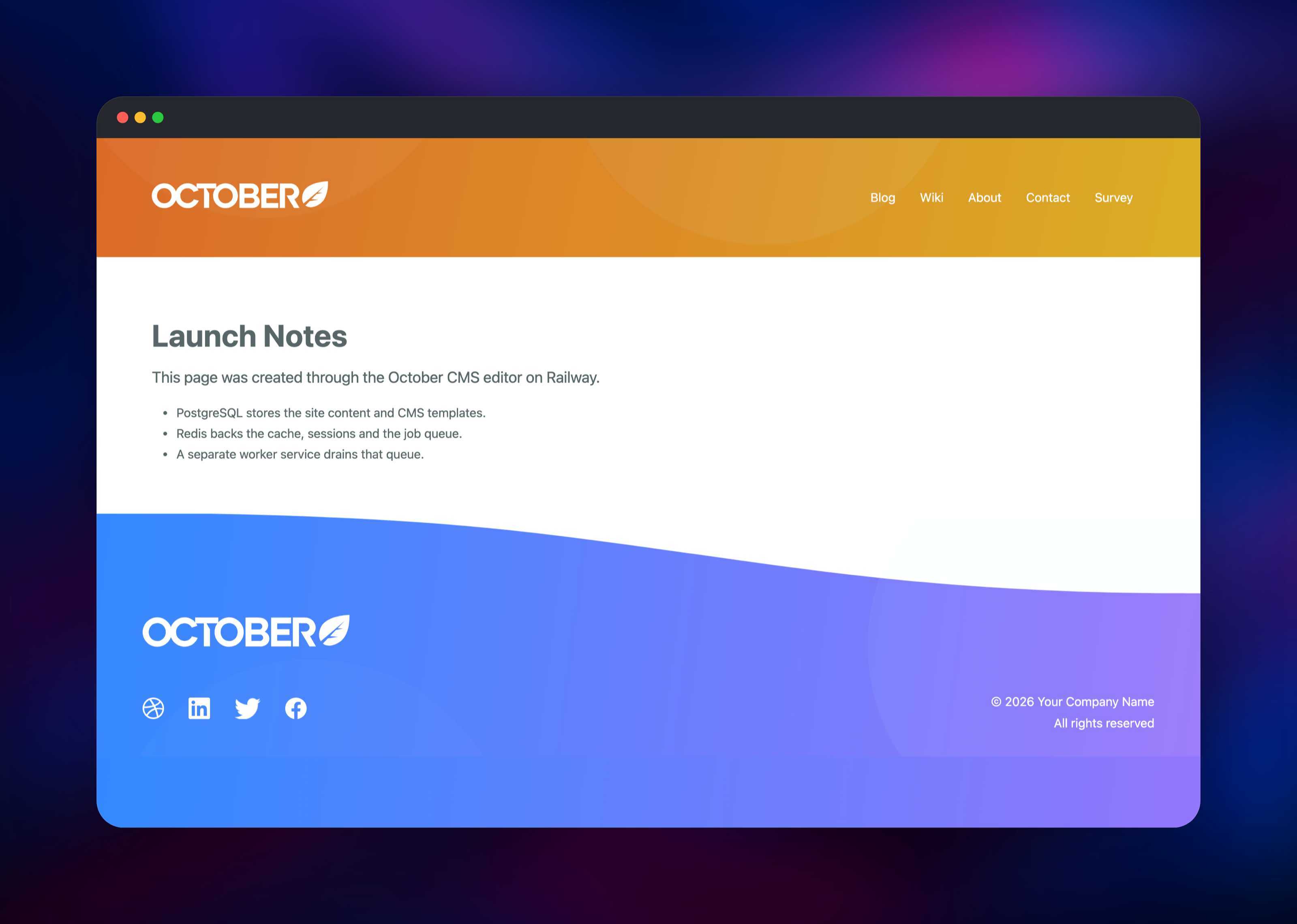 Published October CMS page on the demo theme