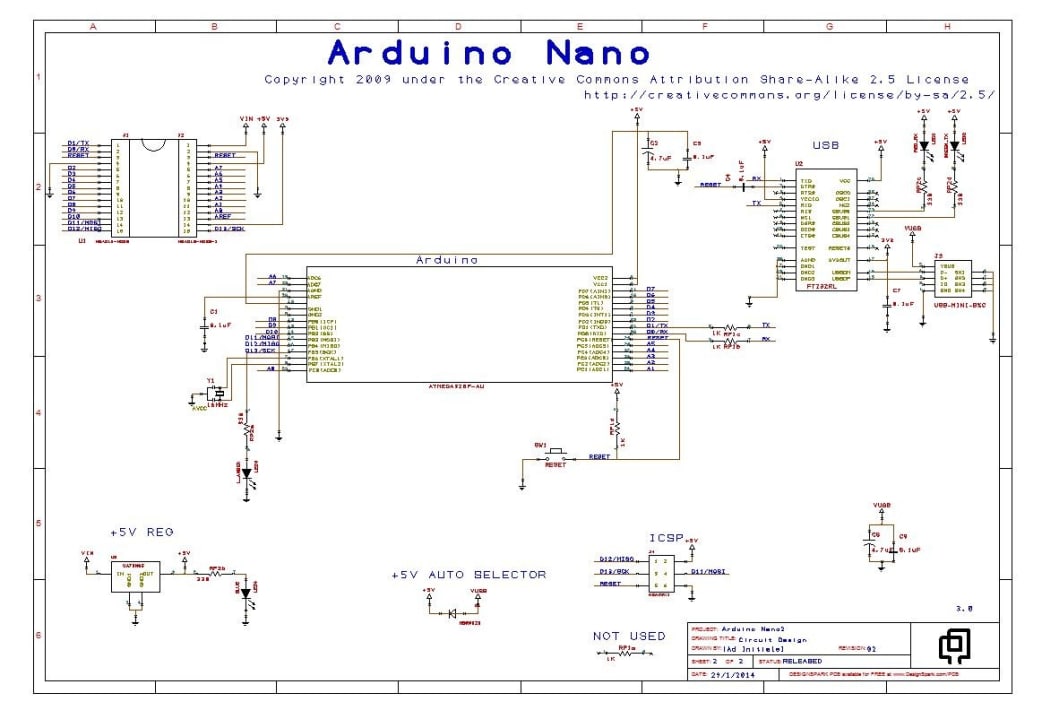 Arduino nano v3 схема принципиальная