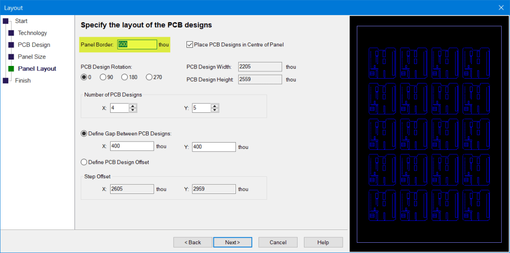 Screen showing reducing the Panel border to fit