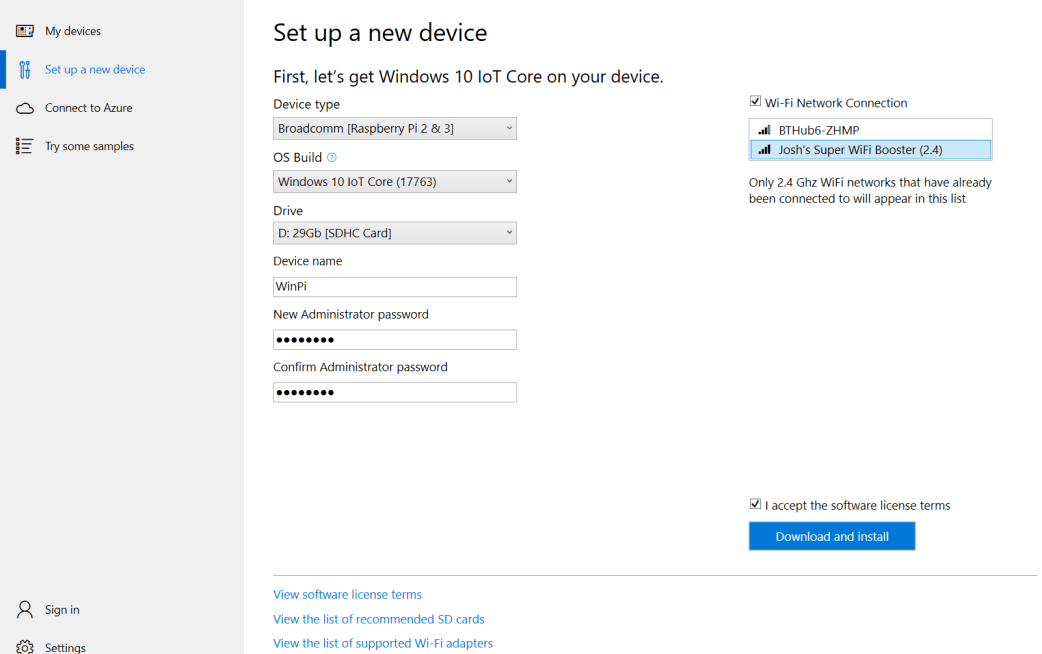 Windows 10 installation - setup a new device