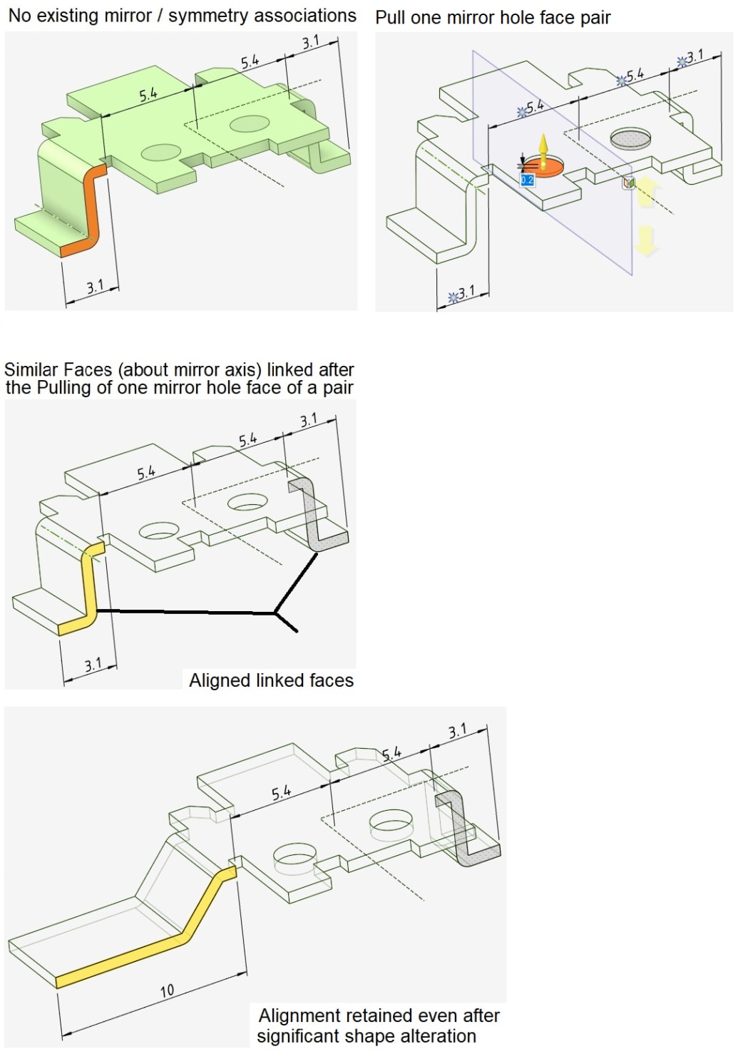 DesignSpark Mechanical Mirror symmetry with construction line