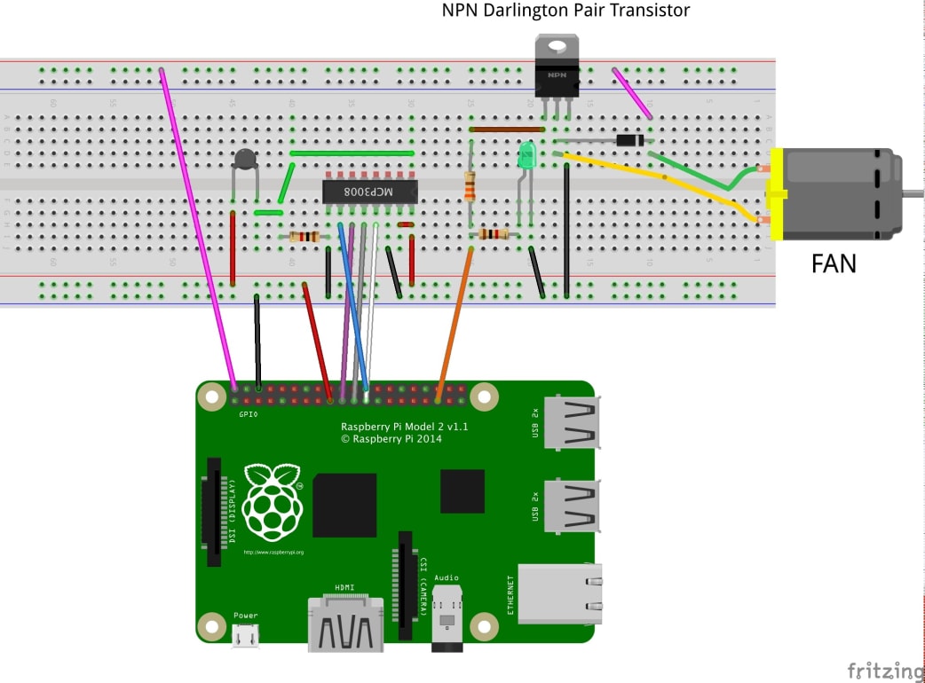 connecting the fan to the circuit
