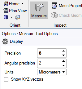 Measuring results are displayed as per option setting
