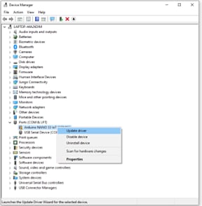 Click and update driver for “Arduino NANO 33 IOT”