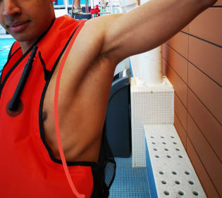 arm movement in uninflated life vest