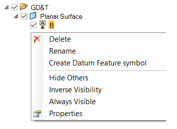 Planar Face datums menu