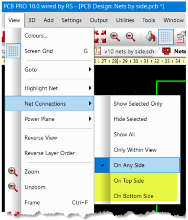 Select Net Connections in DesignSpark PCB Pro