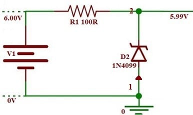 Circuit being simulated with a 6V input