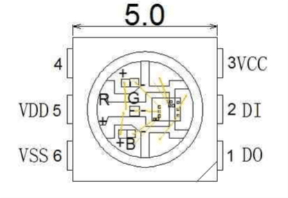 Pin out diagram for WS2812