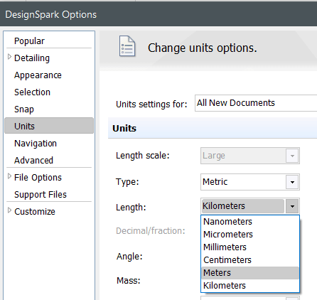 DesignSpark Options - Meter