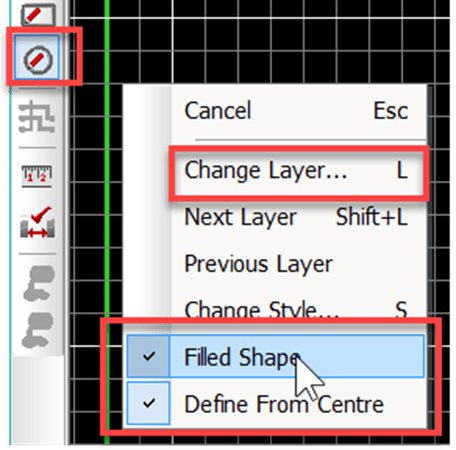 Select Add Shape Circle and Change Layer option