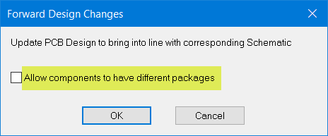 Forward Design Changes Check Box