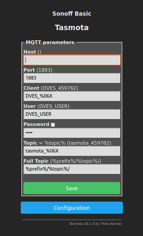 MQTT configuration