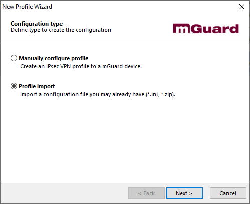 mguard windows app import wizard screenshot