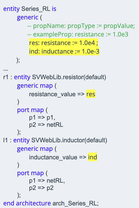 adding in resistance and inductance values
