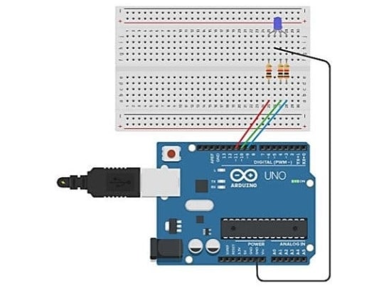 Breadboard Diagram: Working with RGB LED