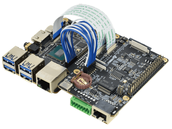DEBIX Model A connected to DEBIX I/O Board