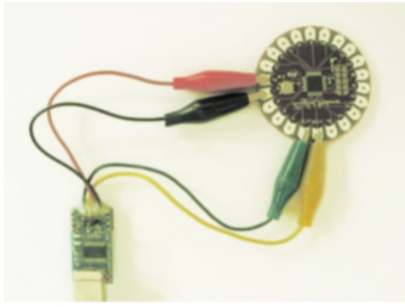 Lilypad connection with a mini USB adapter