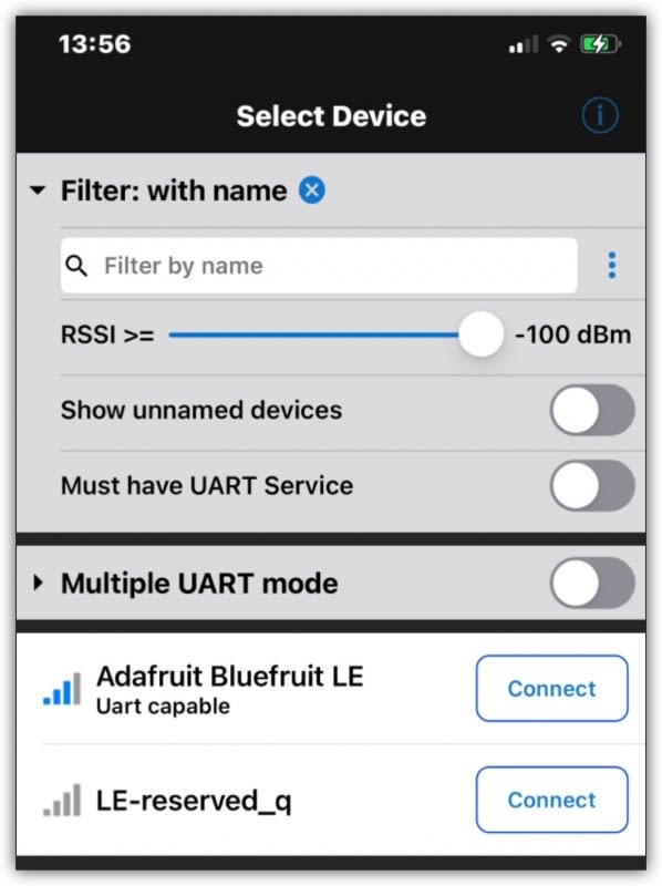 Bluefruit LE Connect app