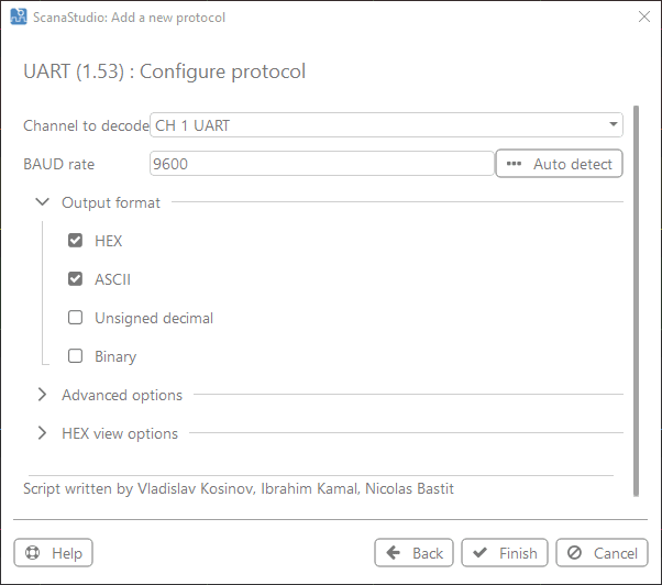 Software - ScanaLogic - UART - Configure Protocol