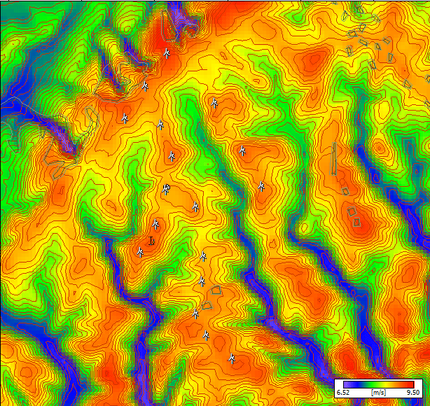 WaSP software to calculate energy output for turbines depending on the wind conditions