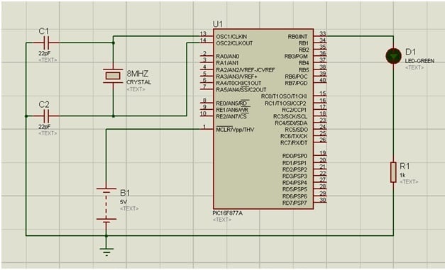 PIC16F877A Circuit Schematic