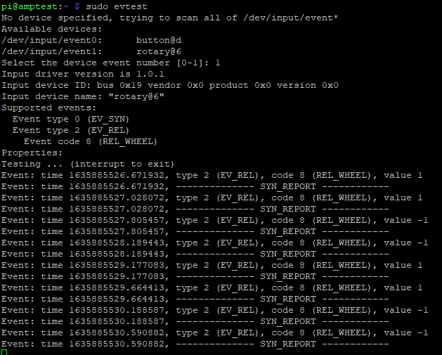 testing the inputs using evtest