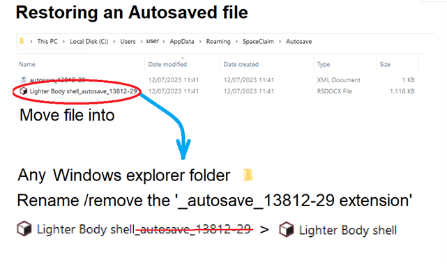 Restoring an Autosaved file