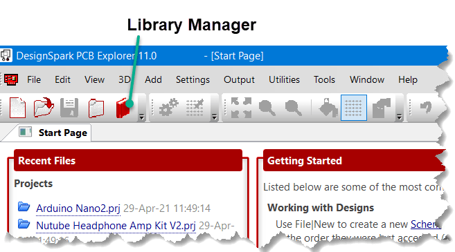 Accessing the library manager