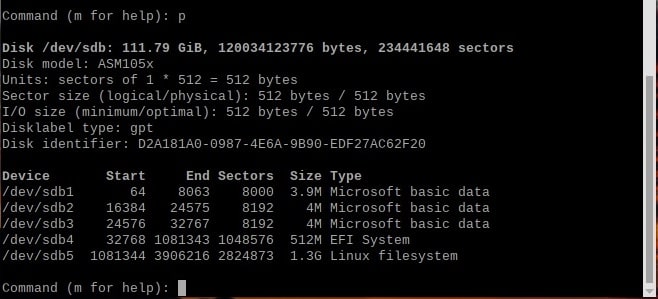 command prompt - showing disk info