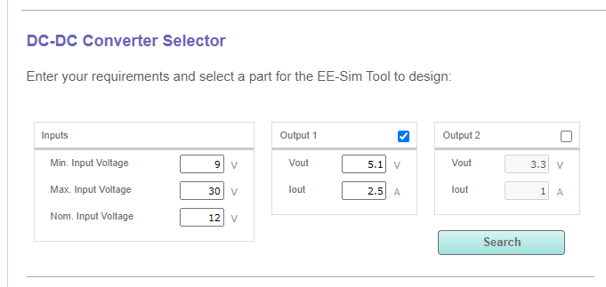 ee-sim oasis simulator dc-dc converter selector