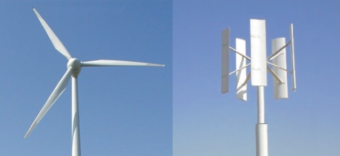 Typical horizontal and vertical axis wind turbine designs